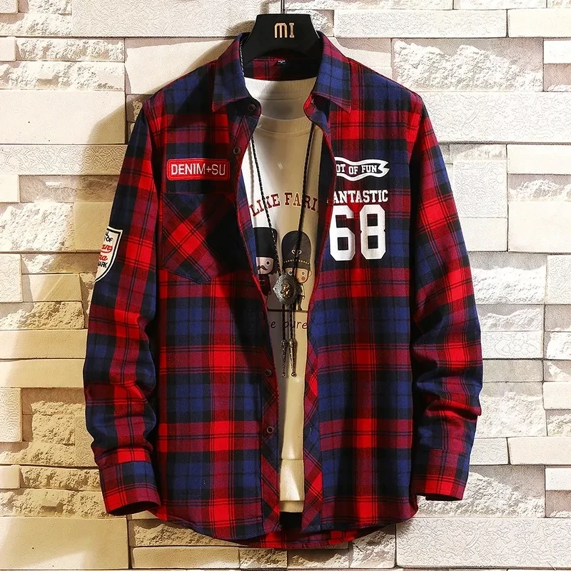 Wholesale high quality 2024 new breathable cotton men's casual plaid long sleeve flannel shirt