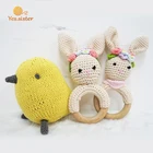 Ring Crochet Crochet Teether Hot Fashion Beech Wooden Ring Crochet Bunny Rattle Teether Toy