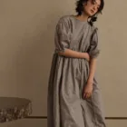 J20024 Custom Printing Cute Women Casual Loose Long Dress Japanese Style Floral