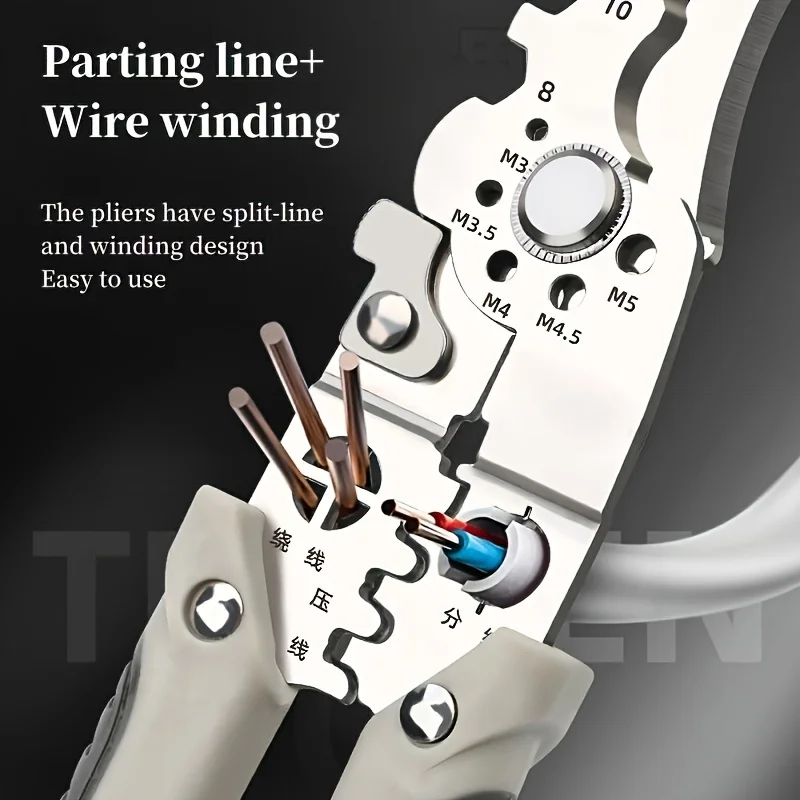 1pc 8.5-Inch Multi-Functional Stainless Steel Wire Cutter and Stripper Pliers for Electricians and Home Use