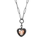 Glass Pendant 316L Stainless Steel Black Heart Memory Floating Glass 8mm PEARL Locket Pendant Necklace