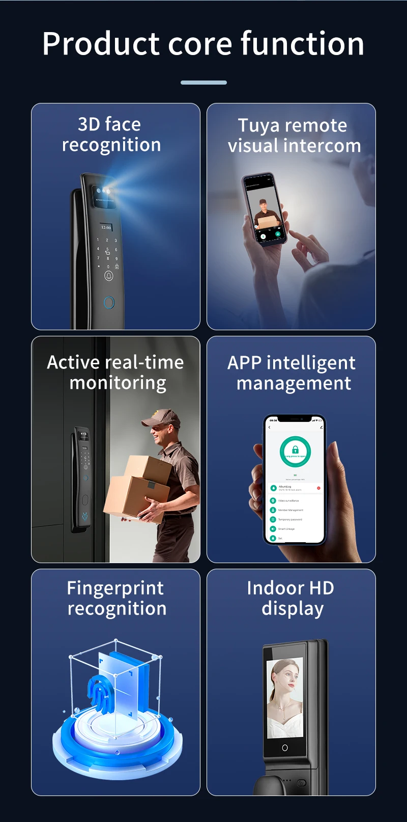 Qleung S958Max Tuya Door Lock With Card Key Password Face Fingerprint Palm Recognition For Apartment Home 1