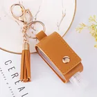 Pu Cover Pu Tassel Portable Leather PU Hand Sanitizer Bottle Holder Cover Keychain