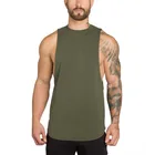 Custom Logo Stringer Tank Tops Blank 100% Cotton Muscle Gym Jogging Men Gym Tanks