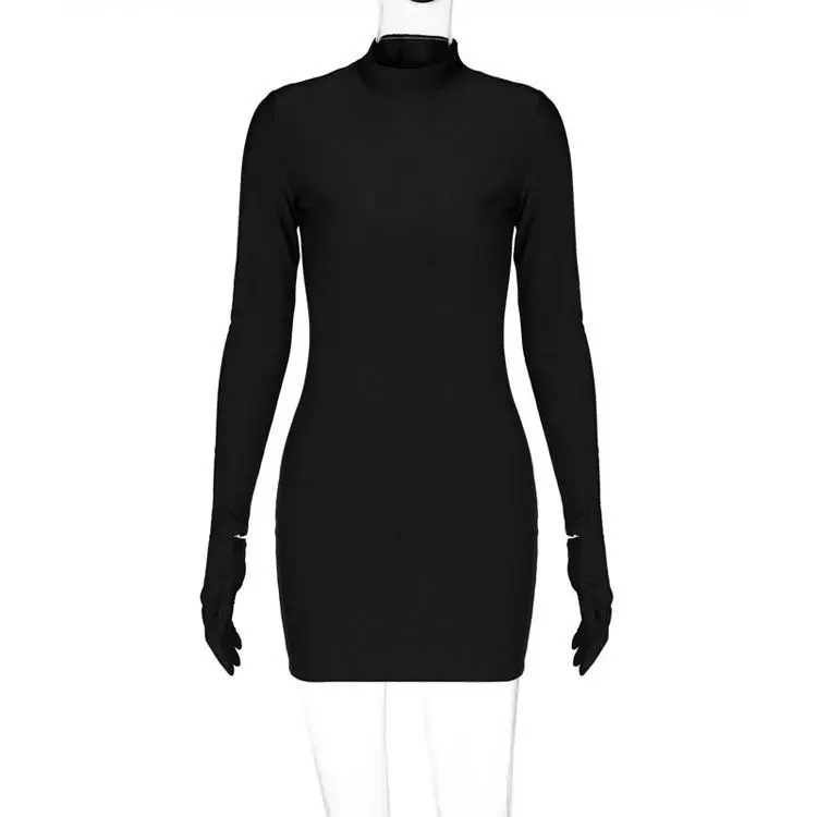 Dresses Women Fall 2023 Casual Dress Sexy Ladies Long Sleeve Womans Slim Bodycon Mini Hip Dresses Women Clothes With Gloves