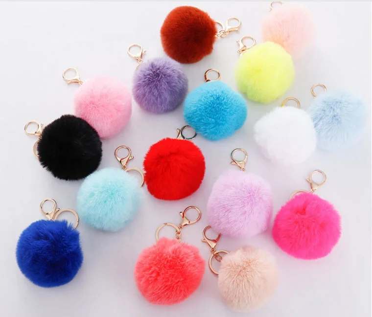 25 Fashion Pom Pom Puffy Bunny Plush Fluffy Furball Keychain Pompon Ball Key Chain - Buy Furball Keychain,Fur Ball Keychain,Pompon Keychain Product on