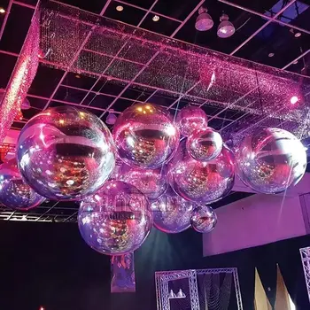 Commercial Stock Giant PVC Dazzling Floating Inflatable Colorful Mirror Ball Decorative Inflatable Iridescent Mirror Balls