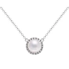 Pearl Pendant SKA S925 Sterling Silver Necklace Round Ring Set Pearl Pendant Women Necklace