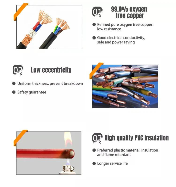 flexible cable 300/500v h05vvh2-f/h05vv-f multi co