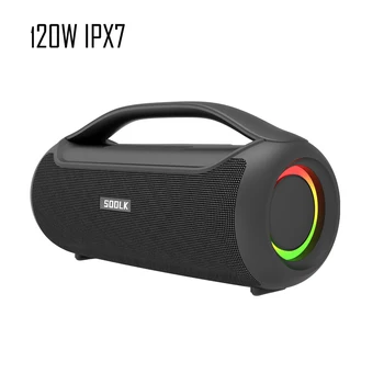 SODLK 120W Big power Handle Subwoofer Portable Outdoor IPX67 Waterproof Bluetooth Speaker With NFC power bank led Light