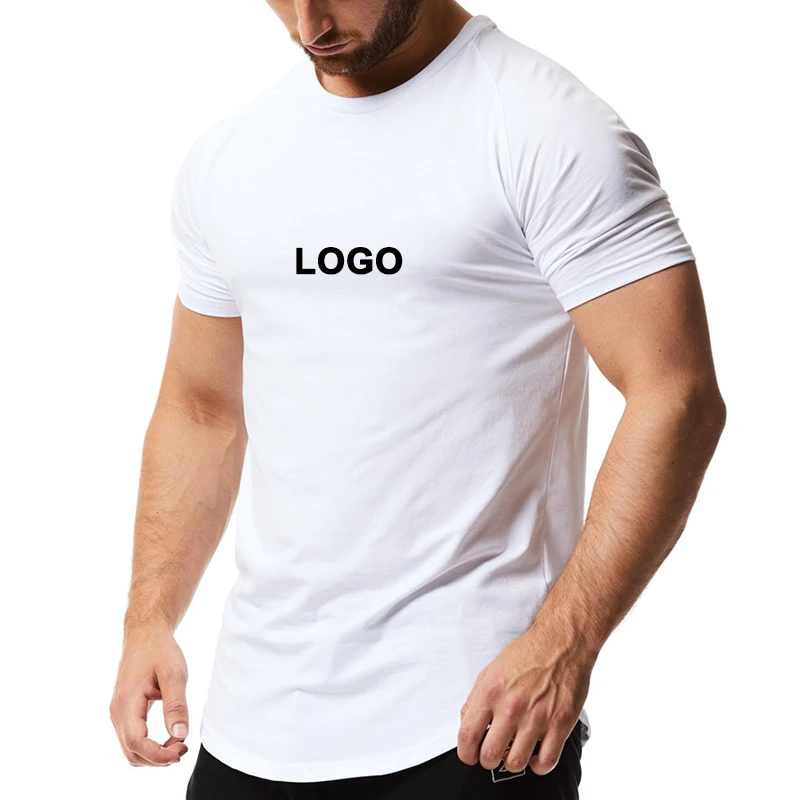 Men Athletic T Shirts Tees Short Sleeve Muscle Cut for Bodybuilding Workout Training Fitness Tops Crew Neck Cotton