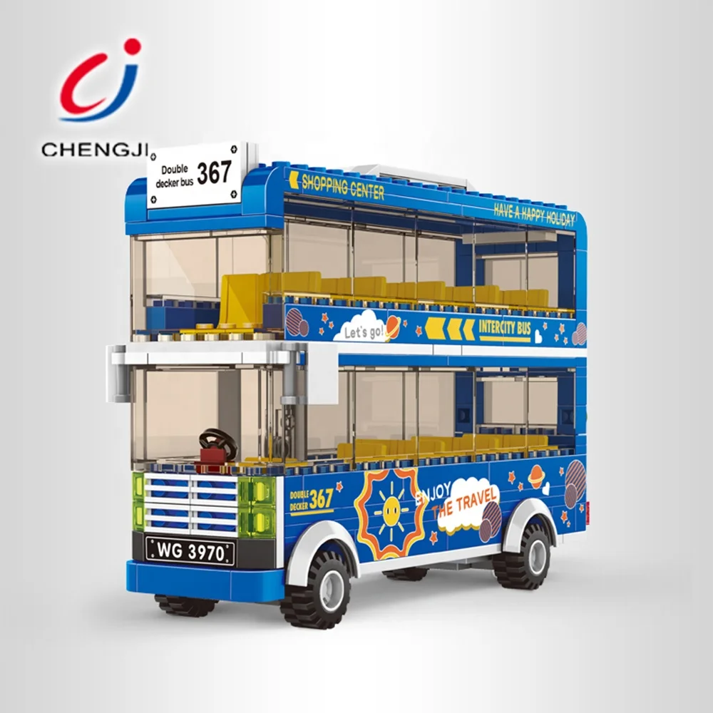 OEM ODM Small Particle City DIY Children Plastic Toy Block Double Decker Bus Toy Building Block Bus
