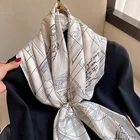 Pattern Scarf Summer Decoration Plain Stripe Printing Geometric Line Pattern Square Scarf Female Scarf Shawl