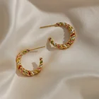 18k Gold Earrings 18K Gold Plated Stainless Steel Twisted Hypoallergenic Croissant Earrings