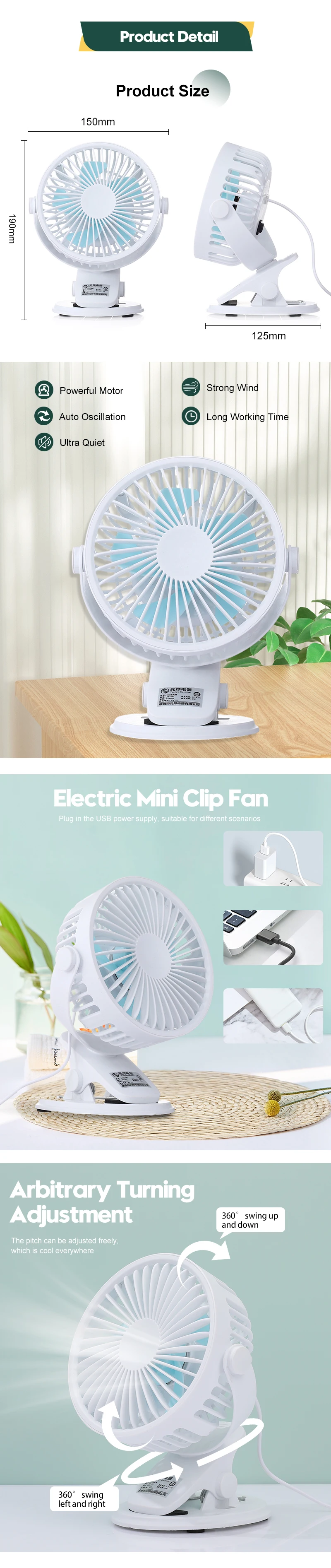 Desktop Stand Mini Fan, Plastic, 5v, Electric - detail 6