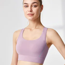 Good Quality Shock-Proof Running Fixed Chest Pad Mesh Beautiful Back Yoga Vest Women's Sport Bra Crop Top