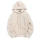 Custom Unlined Custom Winter Men Faux Fur Hoodie Solid Warm Sherpa Fleece Hoodie