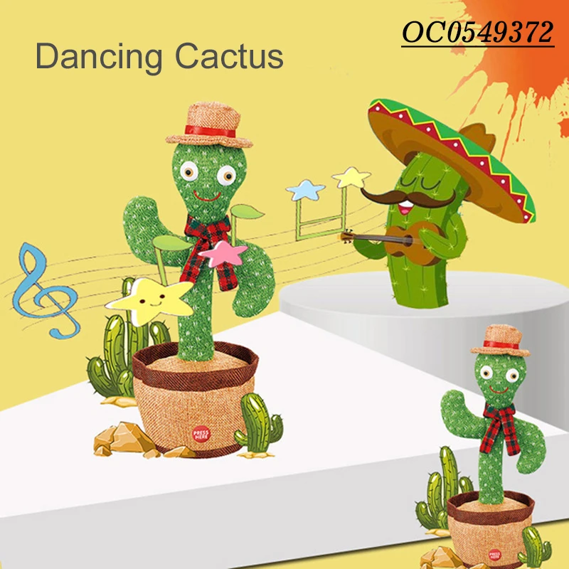 Hot selling electric plush kids cute singing dancing and talking cactus toys