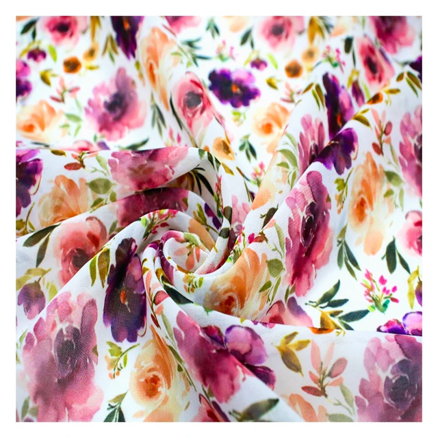 100% Polyester Colorful Digital Print Chiffon Fabric Plain and Woven Pattern for Girls' Apparel and Underwear Accessories