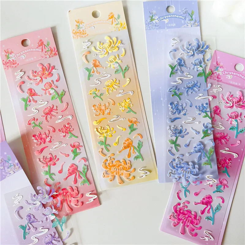 6 Style Lovely Flower Sticker Fashion Decorative Sticker Daily Notebook Sticker