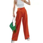 Wholesale 2022 Women Summer New Fashion Casual Pants Loose Suit Pants High Waist Ladies Wide Leg Long Pants