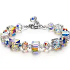 Charm Amazon Hot Sale Charm Glass Beads Bracelets Transparent Color Square Zircon Womens Crystal Bracelets