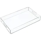 Tray Custom Rectangle Clear Acrylic Serving Tray With Handle For Restaurant And Shop