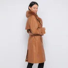 Coat Real Fox Fur Collar Women' S Vagetable Lamb Long Leather Coat With Big Real Fox Fur Collar
