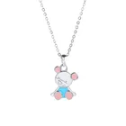 Simple Cute Fashion Pendant Epoxy 925 Sterling Silver Jewelry Epoxy Cute Bear Pendant