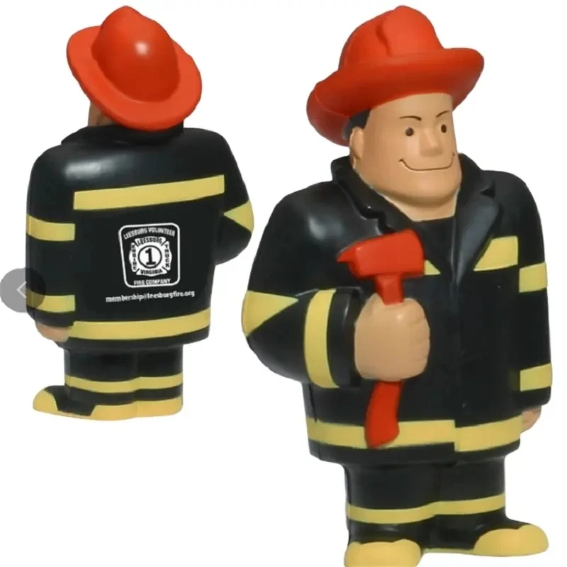 Promotional Gift Fireman PU Stress Ball Customized Fireman Stress Reliever Toy Kid's Toy