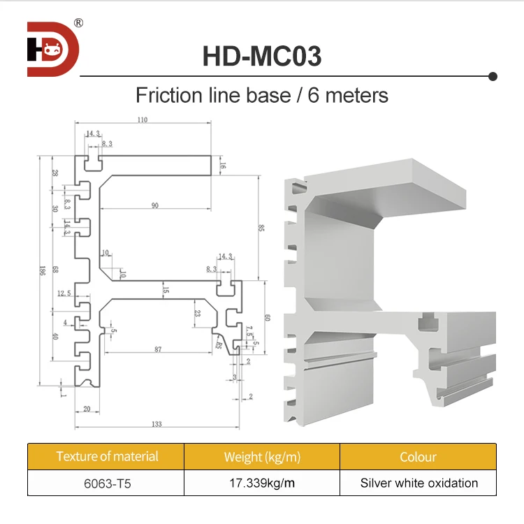 133141 Friction Line Extruded Aluminum Profile 133 * 141 Automotive Accumulation Friction Umbrella Teeth supplier