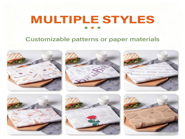 Vlastní nepromastitelné čtvercové potravinářské obalové sáčky Barevné papírové obaly na sušenky Sáček na hamburgerový croissant