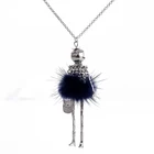 Sets Diamond New Autumn Winter Fashion Sets Diamond Dancing Girl Shape Flesh-colored Gauze Skirt Sweater Chain Necklace