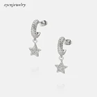 Hoop Earrings Trendy New Copper Star Hoop Earrings 18k Gold Plated Mix Color CZ Star Hoop Earrings