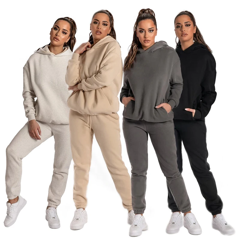  Fixmatti Hooded Tracksuit Jogger Sets for Women Two