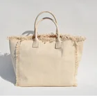 Personalized Leisure Custom Printed Logo Red Lip Canvas Fringe Ruched Tote Handbags