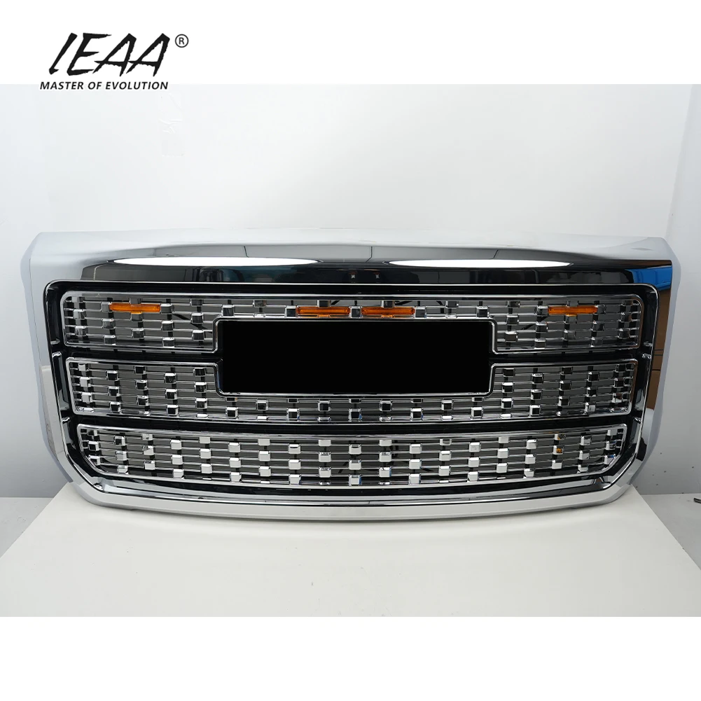 product car accessories grille with light front bumper parts for gmc sierra 2500hd 3500hd 2015 2020 chrome sliver grill-10