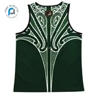 White Vest PURE White And Dark Green Singlet Printing Wholesale Singlet Sublimated Men's Custom Gym Vest