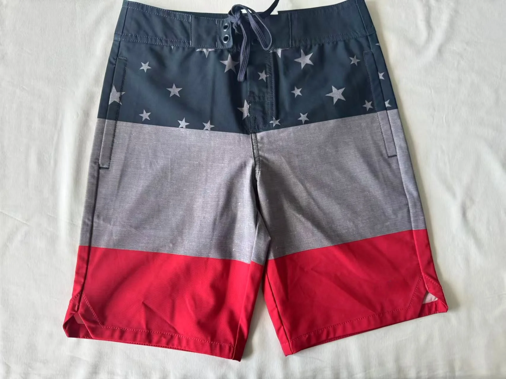 Custom Cartoon Digital Printed 100% Polyester Casual Knitted Worsted Fabric Kids Board Shorts Drawstring Closure Small Children details