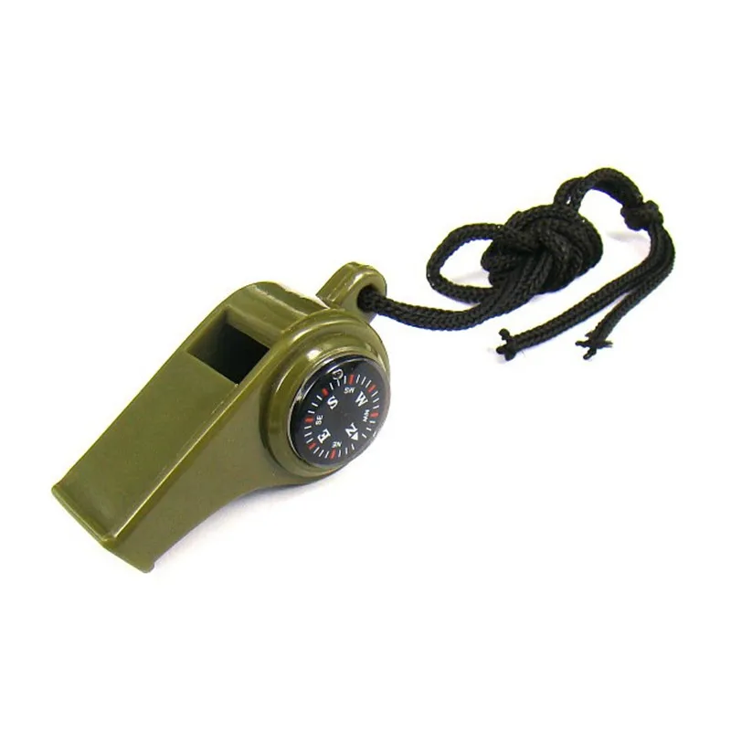 outdoor 2-in-1multifunction plastic emergency survival whistle with compass