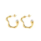 18k Gold Earrings Aretes-Fashion-Jewelry 18K Gold Plated Statement Earrings For Women 2021 Wholesale Jewelri