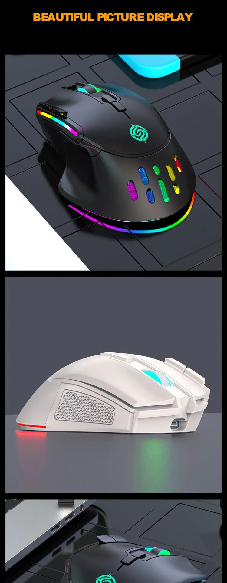 10 Programmable Buttons Optical Dpi 3200 Rechargeable Mice Rgb Backlit