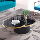Glass Table Stainless Steel Tempered Glass Top Living Room Centre Round Coffee Table