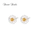 925 925 Silver Small Daisy Ear Nail Temperament Sweet Earrings