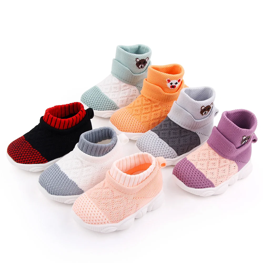 Spring and Autumn New Baby Color Flying Fabric Soft Soled Children's Toddler Socks Shoes factory