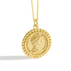 925 Silver H-N508 Vintage Greek Design 925 Sterling Silver Elizabeth Coin Necklace