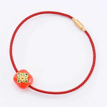 Stainless Steel Bracelet With Persimmon Symbol Of Blessing And Festival