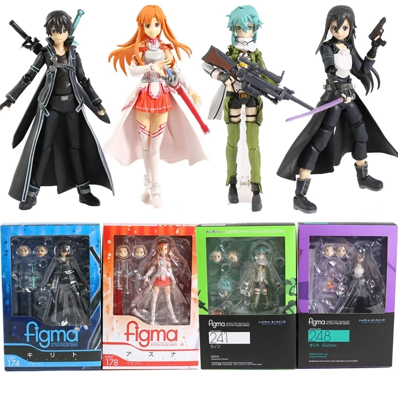Details about   15cm Sword Art Online Action Figure SAO Kirito Figma 174 Model Doll With Sword
