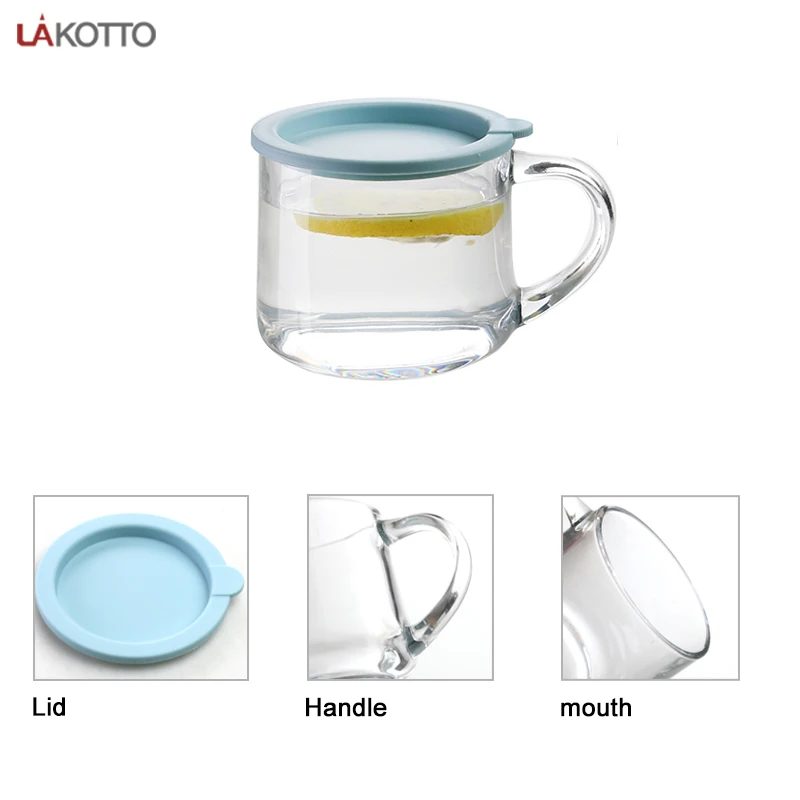 Heat Resistant Single Wall glasses Insulated Glass mugs Glass Cup Coffee mug  with Color  lid and handle