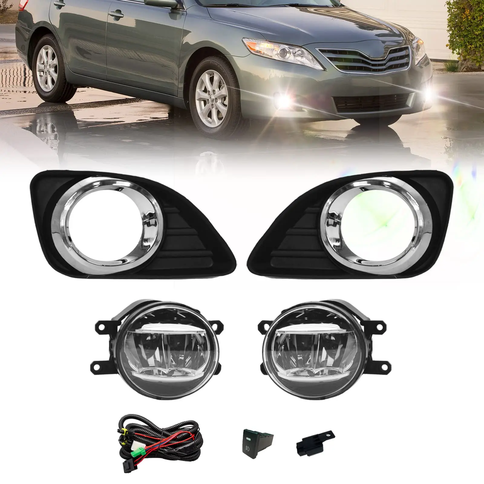 product front bumper driving fog lamps clear lens led fog lights for 2010 2011 toyota camry-36